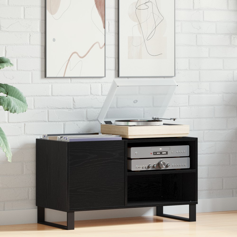 vidaXL Μαύρη Ντουλάπα Δίσκων από Σφένδαμο 84,5x38x48cm Κατεργασμένο Ξύλο