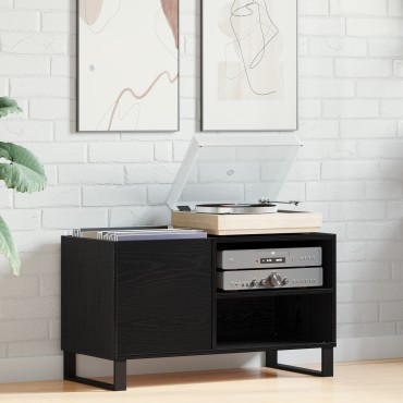 vidaXL Μαύρη Ντουλάπα Δίσκων από Σφένδαμο 84,5x38x48cm Κατεργασμένο Ξύλο