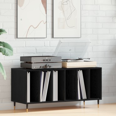 vidaXL Ντουλάπα Δίσκων Μαύρο Δρυς 100x38x48cm Επεξεργασμένο Ξύλο