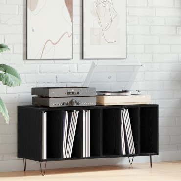 vidaXL Ντουλάπα Δίσκων Μαύρη Δρυς 100x38x48cm Επεξεργασμένο Ξύλο