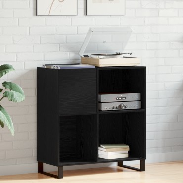 vidaXL Ντουλάπα Δίσκων Μαύρης Οξυάς 84.5x38x90cm Επεξεργασμένο Ξύλο