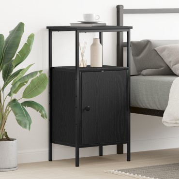 vidaXL Κομοδίνο Μαύρο Δρυς 41x31x80cm Επεξεργασμένο ξύλο 1 τεμ.