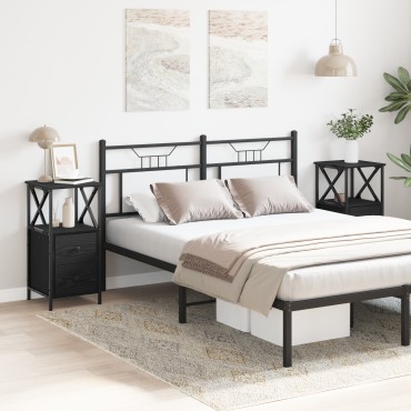 vidaXL Κομοδίνα 2 τεμ. Μαύρη Δρυς 34x35,5x70cm Επεξεργασμένο Ξύλο