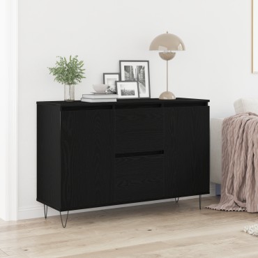 vidaXL Μπουφέ Μαύρο Δρυς 101,5x35x70cm Επεξεργασμένο Ξύλο 1 τεμ.