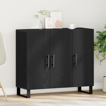 vidaXL Μπουφές με 3 Πόρτες Μαύρη Βελανιδιά 90x34x80cm Επεξεργασμένο Ξύλο 1 τεμ.