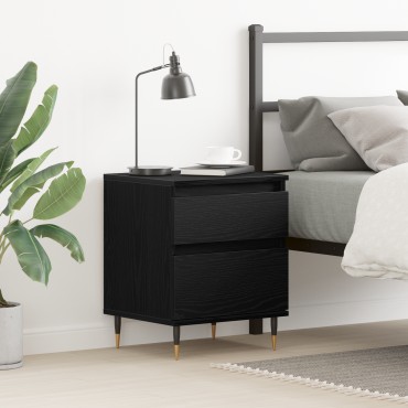 vidaXL Κομοδίνο Μαύρο Δρυς 40x35x50cm Επεξεργασμένο ξύλο 1 τεμ.