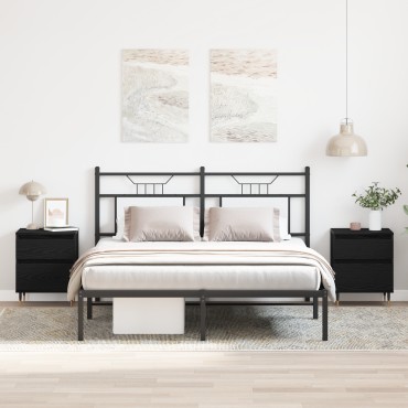vidaXL Κομοδίνα 2 τεμ. Μαύρη Δρυς 40x35x50cm Επεξεργασμένο Ξύλο