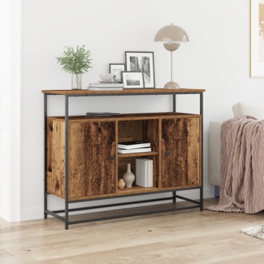 vidaXL Μπουφές Παλιού Ξύλου 100x35x80cm Κατασκευασμένο από MDF και Ψηλό Μέταλλο 1 τεμ.
