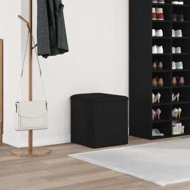 vidaXL Παγκάκι Αποθήκευσης Μαύρος Δρυός 42x42x45cm Μασίφ Ξύλο 1 τεμ.