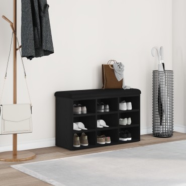 vidaXL Παγκάκι Αποθήκευσης Μαύρη Κέδρος 80x30x48cm Συνθετικό Ξύλο 1 τεμ.