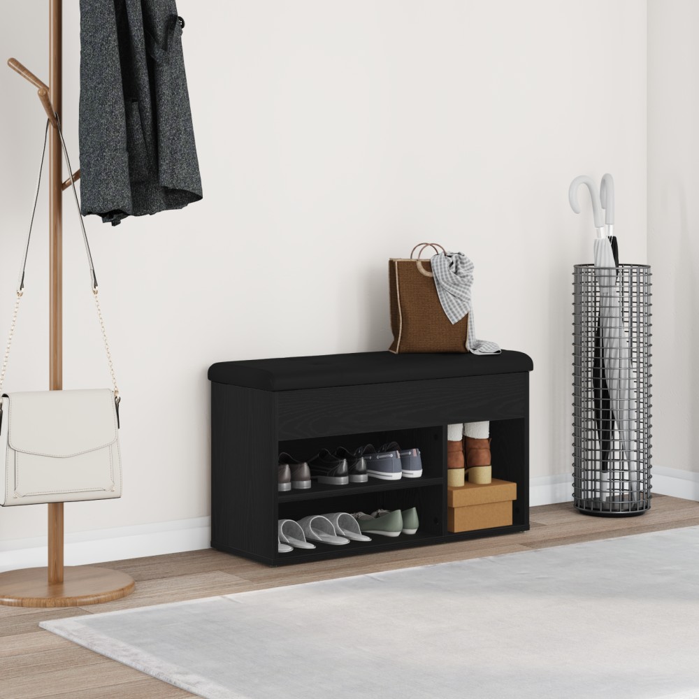 vidaXL Παγκάκι Αποθήκευσης Μαύρο Δρυς 80x30x45cm Συνθετικό Ξύλο 1 τεμ.