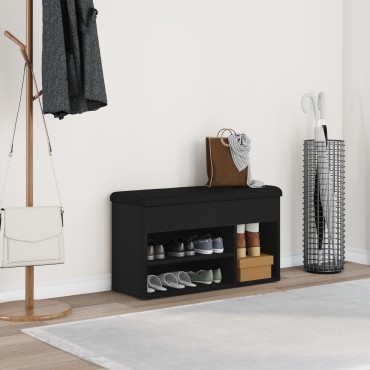 vidaXL Παγκάκι Αποθήκευσης Μαύρο Δρυς 80x30x45cm Συνθετικό Ξύλο 1 τεμ.