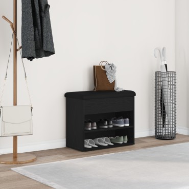 vidaXL Παγκάκι Αποθήκευσης Μαύρο Δρυς 60x30x48cm Επεξεργασμένο Ξύλο 1 τεμ.