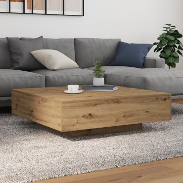 vidaXL Τραπέζι καφέ με LED φώτα από καρυδιά 100x100x31cm 1 τεμ.