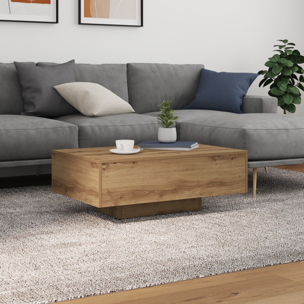 vidaXL Τραπέζι σαλονιού με LED φώτα Artisan Oak 85x55x31 εκ 1 τεμ.