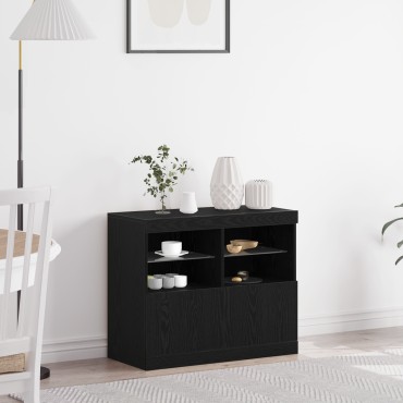 vidaXL Sideboard με LED Φωτισμό Μαύρος Δρυός 81x37x67cm 1 τεμ.
