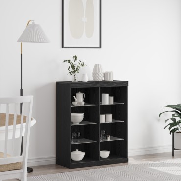 vidaXL Κονσόλα με LED Φώτα Μαύρο Δρυς 41x37x100 εκ 1 τεμ.