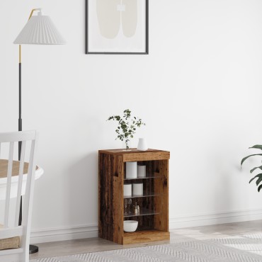 vidaXL Μπουφές με LED Φώτα Παλιού Ξύλου 41x37x67 εκ 1 τεμ.