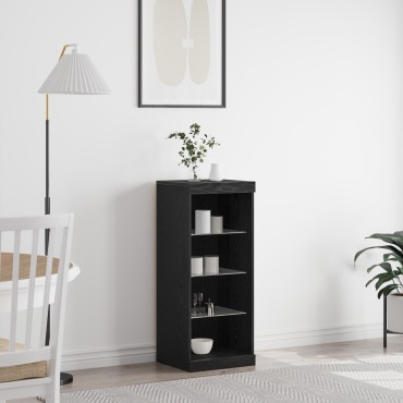 vidaXL Μπουφές με LED Φώτα Μαύρη Δρυς 41x37x100 εκ 1 τεμ.