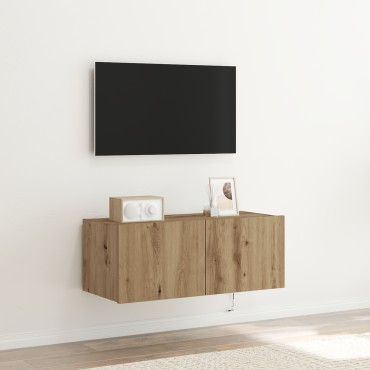 vidaXL Ντουλάπα TV με Φώτα LED Artisan Oak 80x35x31cm