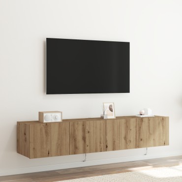 vidaXL Καλόγεροι Τηλεόρασης με Φώτα LED 2 τεμ. Κατασκευαστής Δρύς 80x35x31 εκ