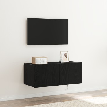 VidaXL Κάβας τηλεόρασης με LED φώτα Μαύρη Δρυς 80x35x31cm