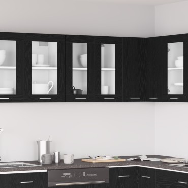 vidaXL Κρεμαστό Γυάλινο Ντουλάπι σε Μαύρη Δρυς - 60x31x60cm