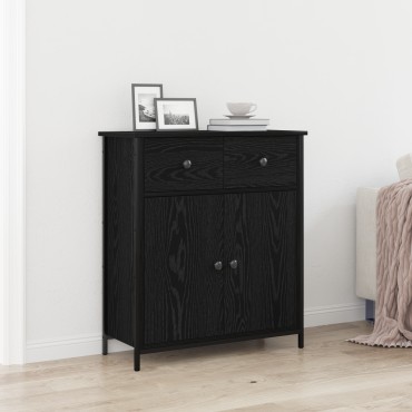 vidaXL Μπουφές Μαύρο Δρυς 70x30x80cm Κατασκευασμένο από Τεχνητό Ξύλο και Ατσάλι 1 τεμ.