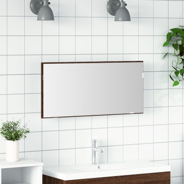 Καθρέφτης μπάνιου vidaXL με φώτα LED Καφέ Δρυς 80x37cm