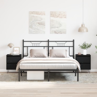 vidaXL Κομοδίνα 2 τεμ. Μαύρη Δρυς 40x35x50cm Επεξεργασμένο Ξύλο