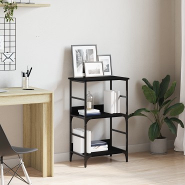 Βιβλιοθήκη vidaXL Μαύρη Δρυς 50x33x82cm Επεξεργασμένο Ξύλο και Χάλυβας 1 τεμ.