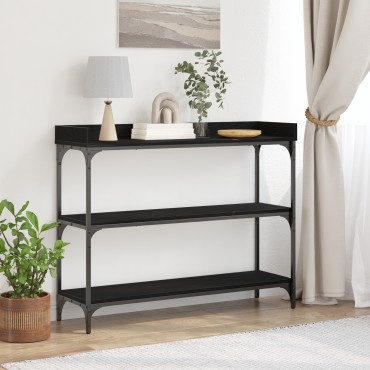 vidaXL Κονσόλα Μαύρη Δρυς 100x30x80cm Επεξεργασμένου Ξύλου και Χάλυβα 1 τεμ.