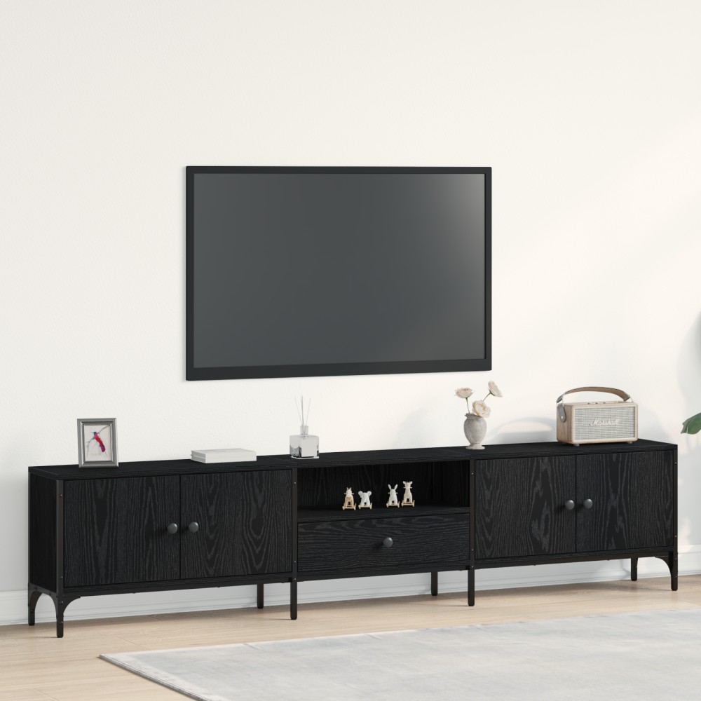 vidaXL Ντουλάπι TV 200x25x44cm Μαύρη δρυς Επεξεργασμένο ξύλο