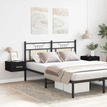 vidaXL Κομοδίνα 2 τεμ. Τοίχου Μαύρη Δρυς 35x35x20 εκ