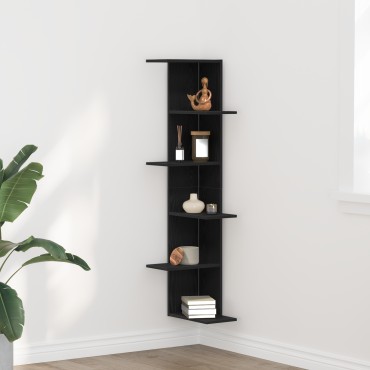 vidaXL Γωνιακό Ράφι Μαύρο Δρυς 36,5x36,5x140cm Επεξεργασμένο Ξύλο