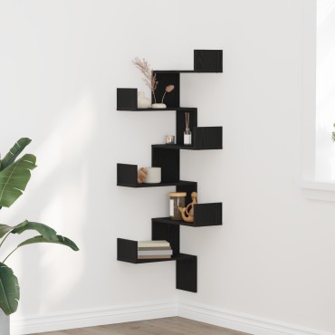 vidaXL Γωνιακό Ράφι Μαύρη Δρυς 45x45x147cm Επεξεργασμένο Ξύλο