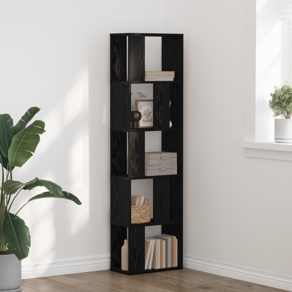βιβλιοθήκη vidaXL 5-επίπεδη Μαύρο Δρύς 45x23,5x162,5cm Επεξεργασμένο ξύλο