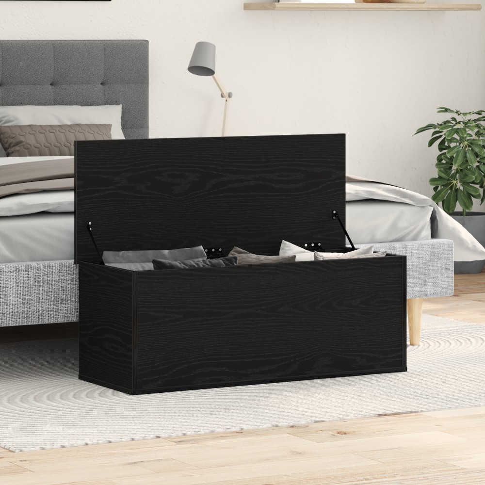 vidaXL Κουτί Αποθήκευσης Μαύρο Δρυς 102x35x35cm Επεξεργασμένο Ξύλο 1 τεμ.