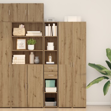 vidaXL Υψηλό ντουλάπι Μαύρη Δρυς 30x42,5x185 εκατοστά Επεξεργασμένο Ξύλο