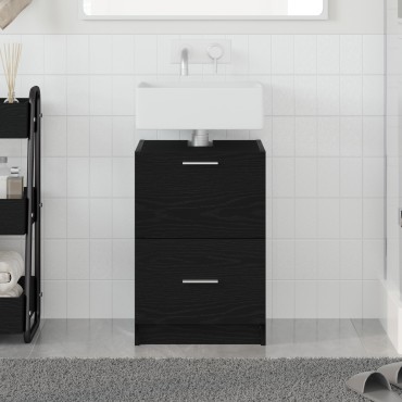 vidaXL Ντουλάπι Νιπτήρα Μαύρης Δρυός 40x37x59cm Μηχανισμένο Ξύλο 1 τεμ.