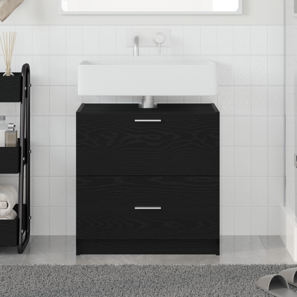 vidaXL Ντουλάπι Μπάνιου Μαύρη Οξυά 59x37x59cm Επεξεργασμένο ξύλο 1 τεμ.