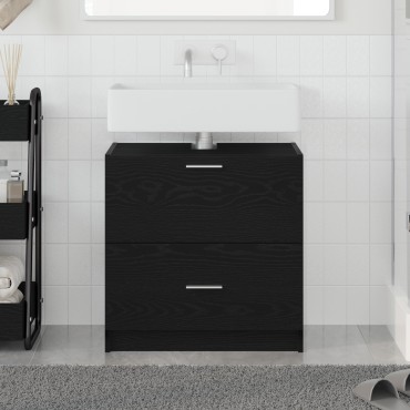 vidaXL Ντουλάπι Μπάνιου Μαύρη Οξυά 59x37x59cm Επεξεργασμένο ξύλο 1 τεμ.