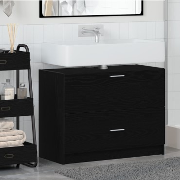 vidaXL Ντουλάπα Νιπτήρα Μαύρη Δρύς 78x37x59cm Επεξεργασμένο Ξύλο