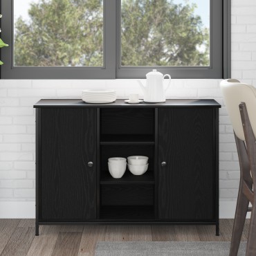 vidaXL Μπουφές Μαύρος Δρυς 100x35x70cm Επεξεργασμένο Ξύλο και Μέταλλο 1 τεμ.