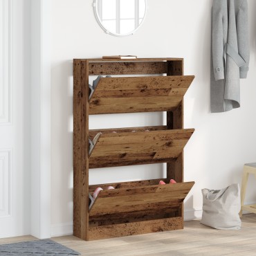 vidaXL Ντουλάπα Παπουτσιών Παλιού Ξύλου 80x21x125,5cm Κατασκευασμένο Ξύλο