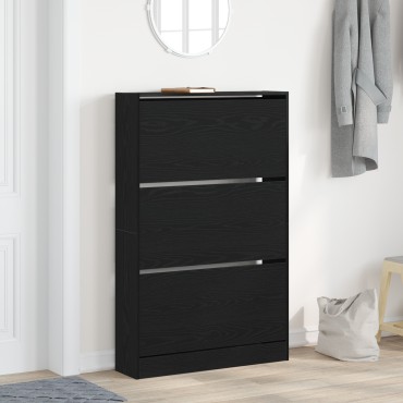vidaXL ντουλάπα παπουτσιών Μαύρο Δρυς 80x21x125,5cm Επεξεργασμένο ξύλο