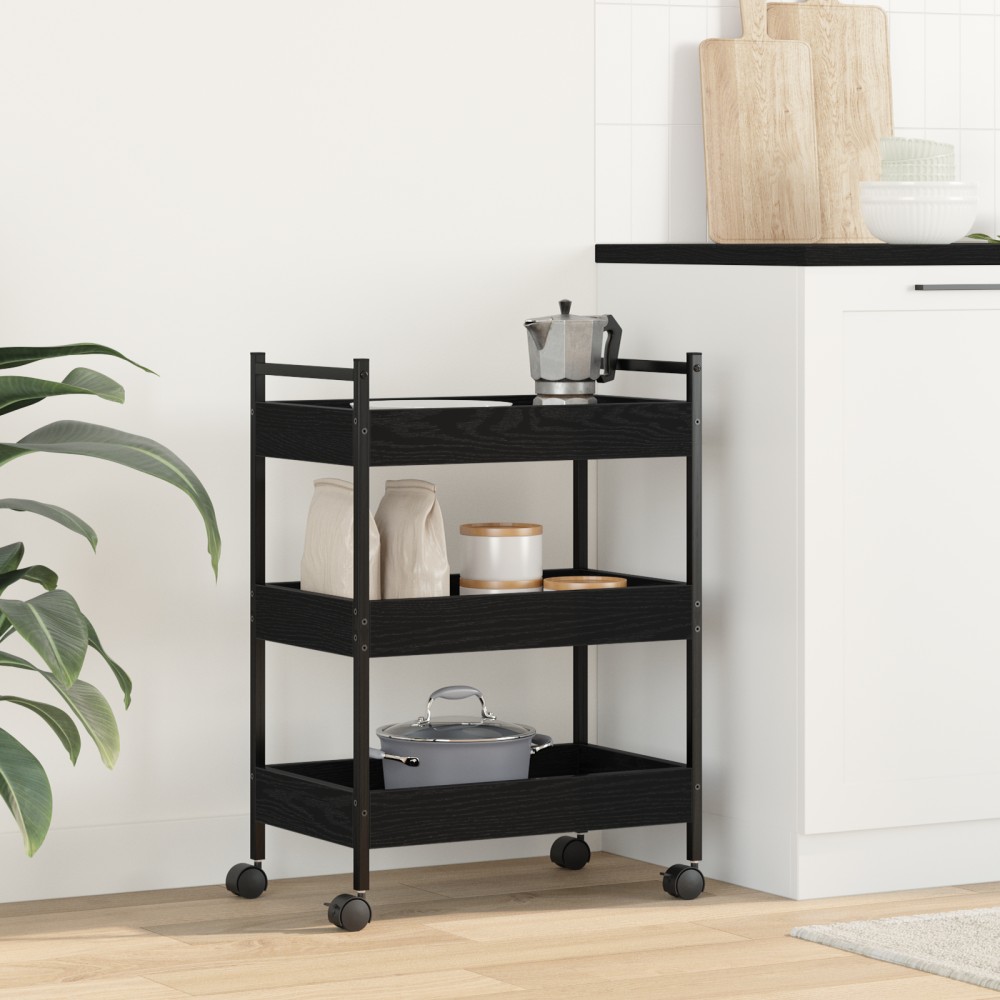 vidaXL Τροχήλατο Κουζίνας Μαύρη Δρυς 50x30x70cm Επεξεργασμένο Ξύλο