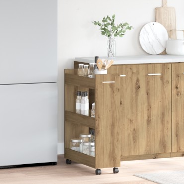 vidaXL Ρολό Καλάθι από Δρυ 60x22x79cm Επεξεργασμένου Ξύλου