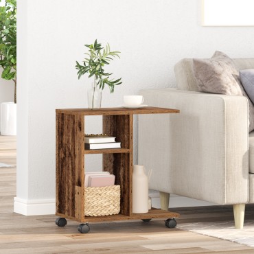 vidaXL Τραπέζι με Ρόδες από Παλιό Ξύλο 50x30x55cm Φτιαγμένο από MDF 1 τεμ.