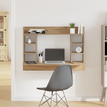vidaXL Γραφείο Τοίχου Μαύρης Δρυός 105x48x75cm Επεξεργασμένο Ξύλο 1 τεμ.